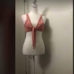437 Swim Pink Tie Front Women's Bikini Top Sz XL